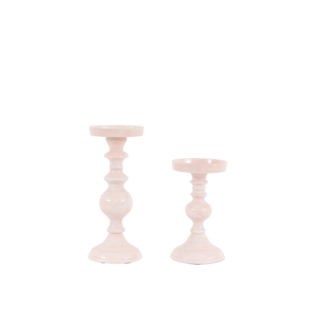 Alzira Set of 2 Candlesticks - Pink