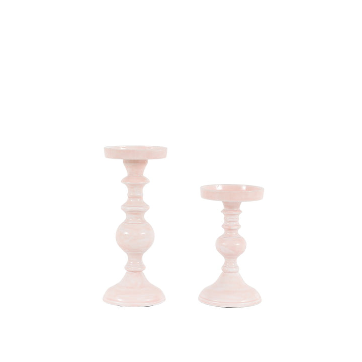 Alzira Set of 2 Candlesticks - Pink