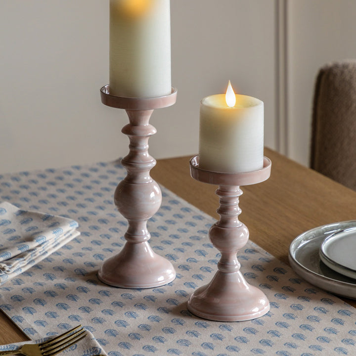 Alzira Set of 2 Candlesticks - Pink