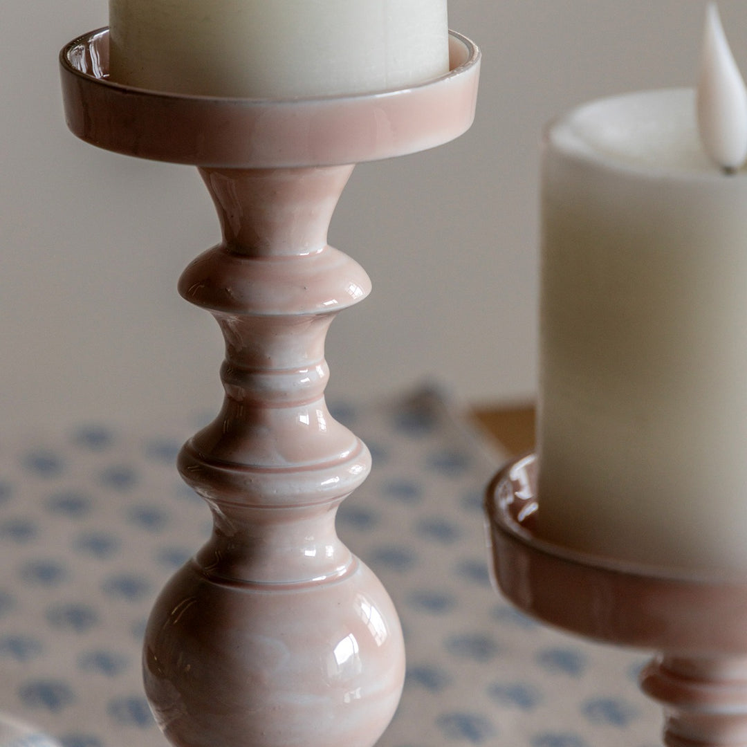 Alzira Set of 2 Candlesticks - Pink