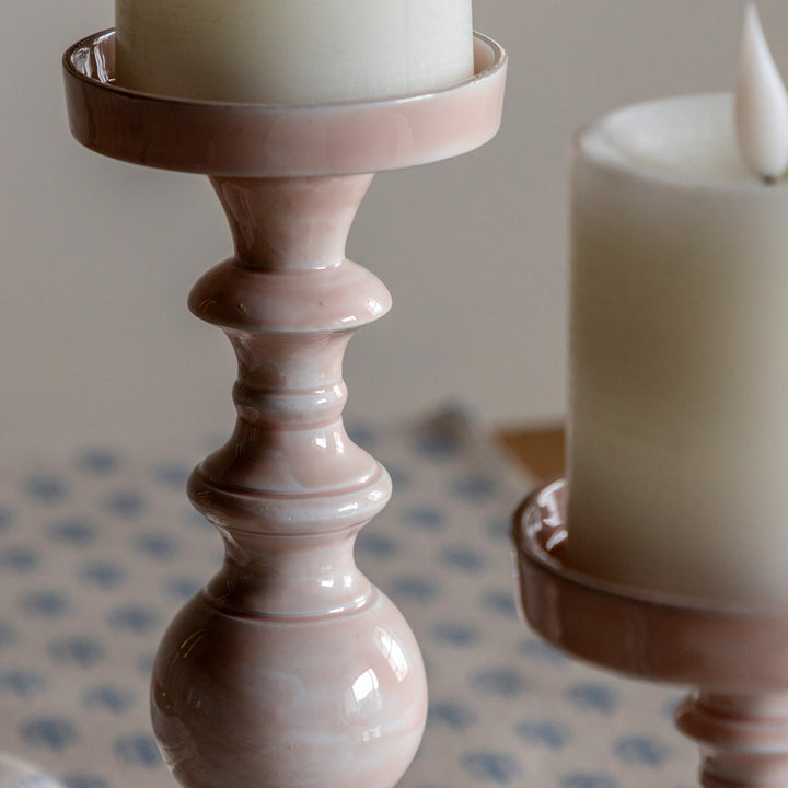 Alzira Set of 2 Candlesticks - Pink