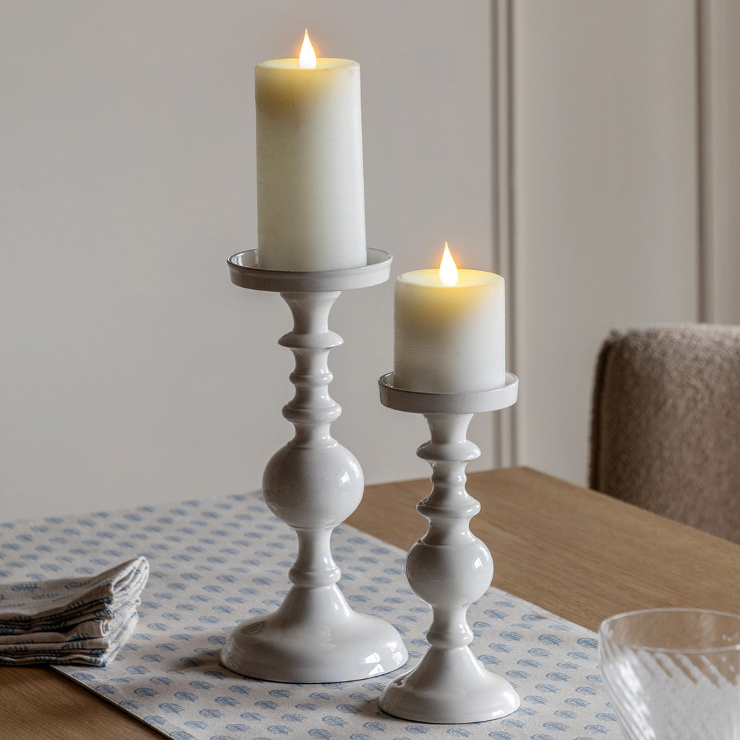 Alzira Set of 2 Candlesticks - Cream