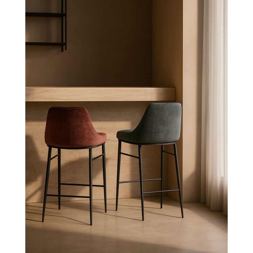 Vai Bar Stool - Bella Velour Coral Tommy Franks 2