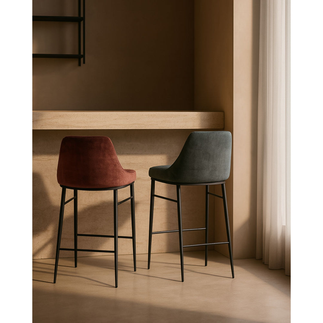 Vai Bar Stool - Bella Velour Coral Tommy Franks 2