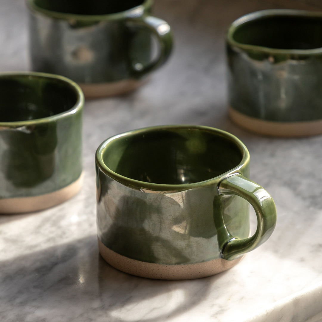 Rustic Set of 4 Mugs - Green