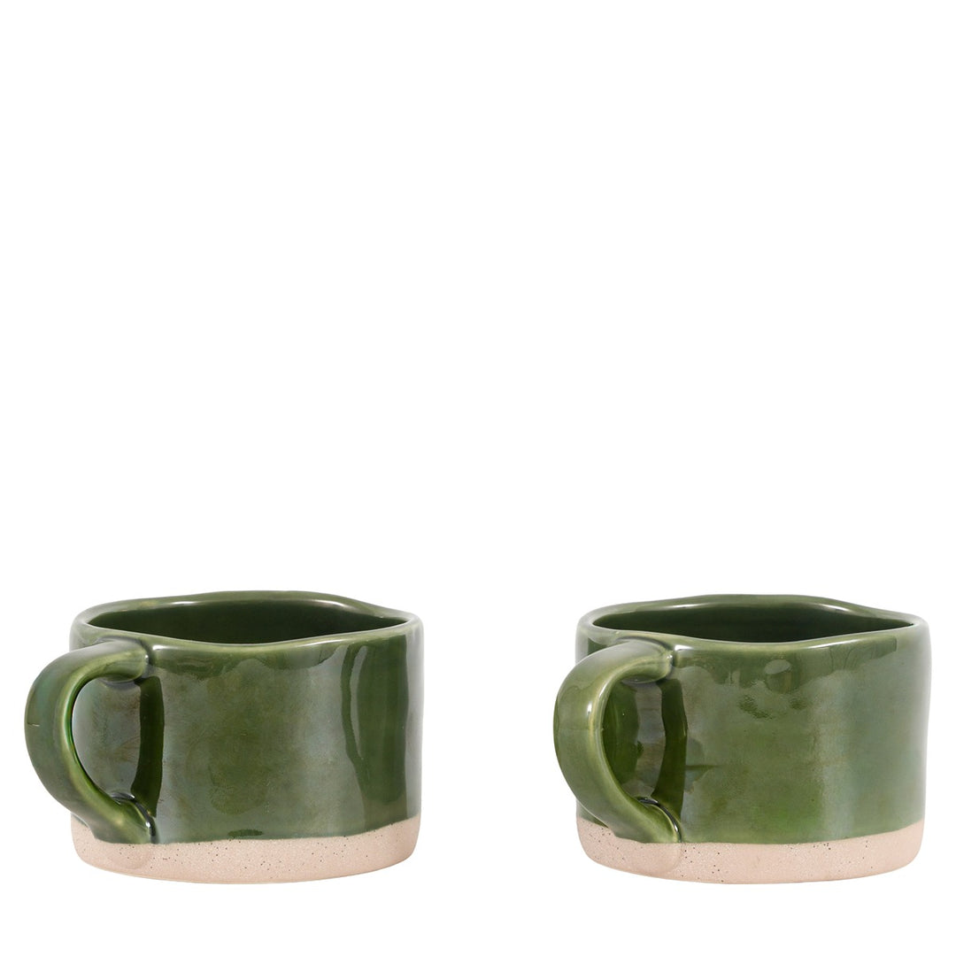 Rustic Set of 4 Mugs - Green