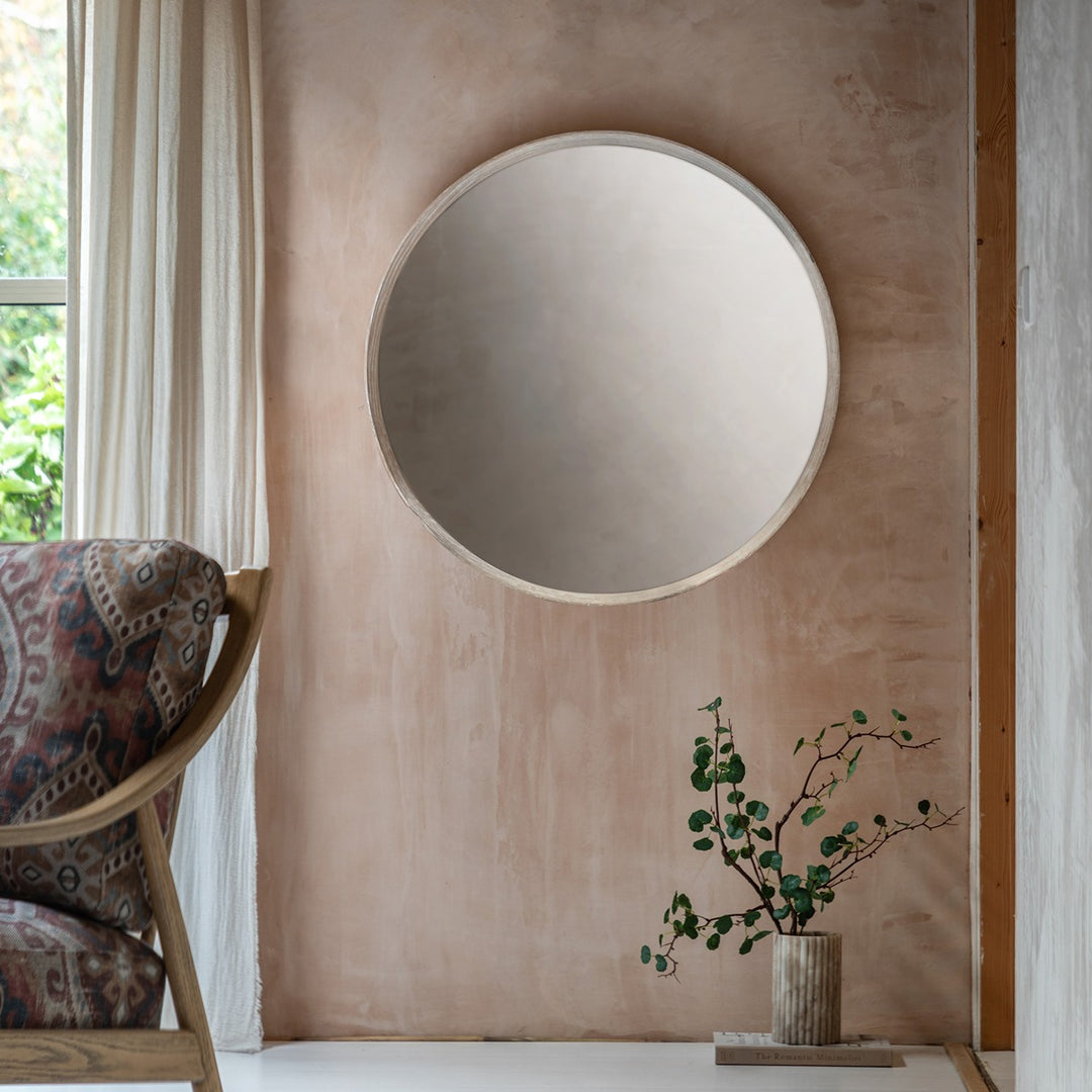 Helsinki Round Mirror 80x80cm - Washed Oak