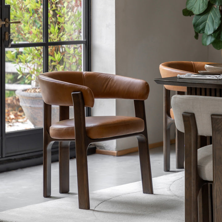 Onda Dining Chair - Brown Leather