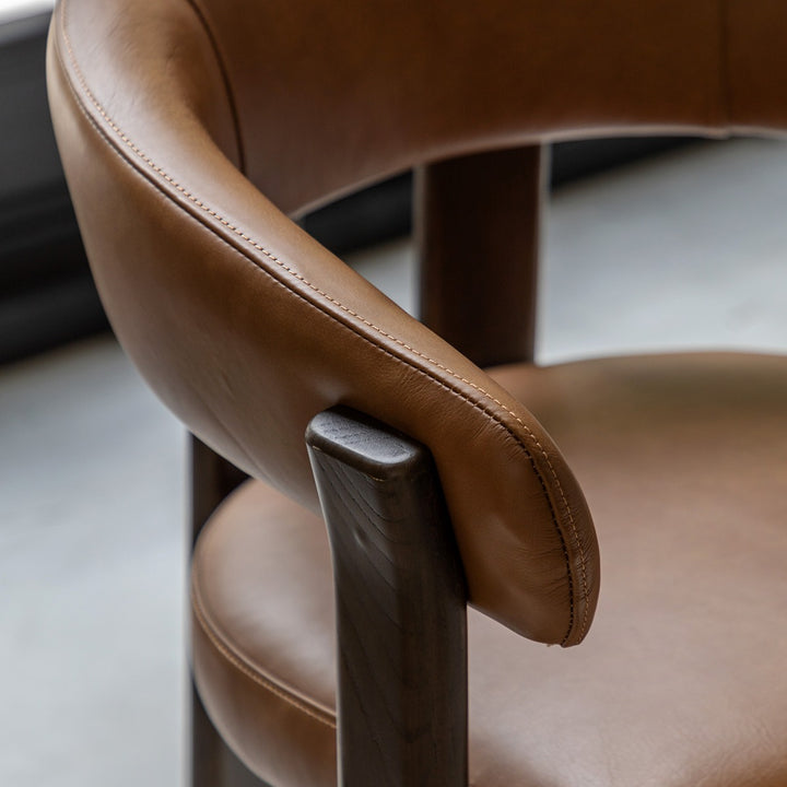 Onda Dining Chair - Brown Leather