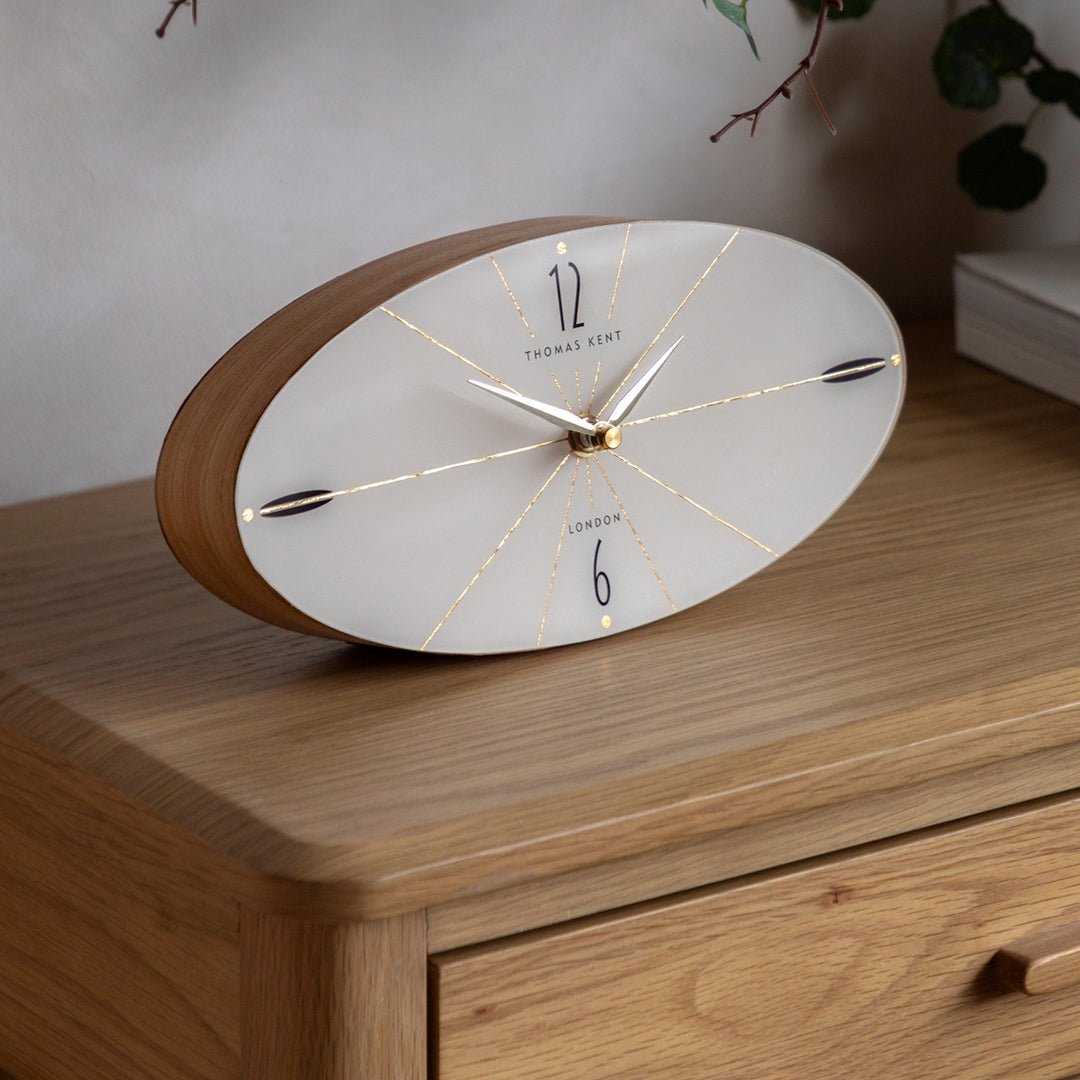Greenwich Mantel Clock - Oak Stripe