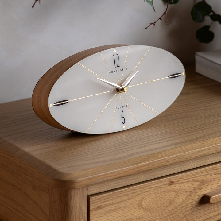 Greenwich Mantel Clock - Oak Stripe