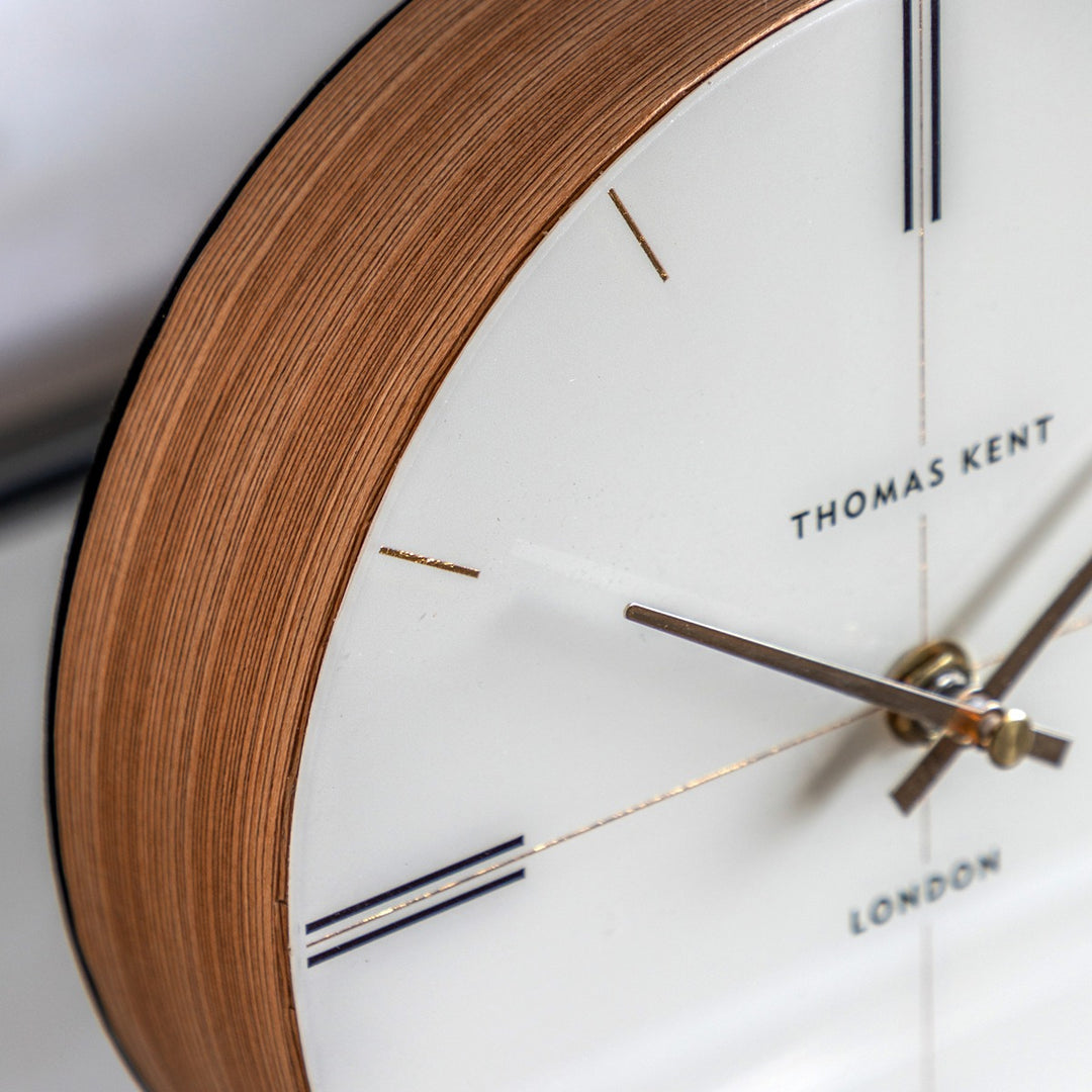 Greenwich Round Mantel Clock - Oak Stripe