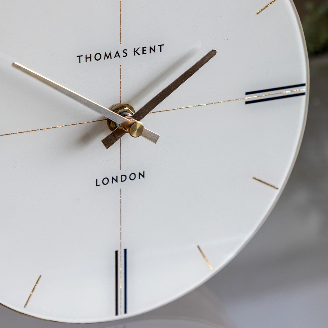 Greenwich Round Mantel Clock - Oak Stripe