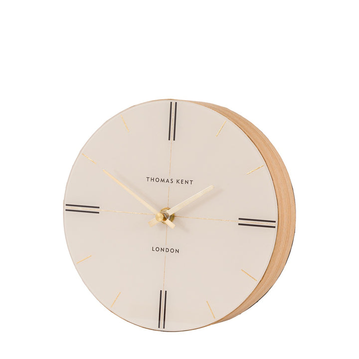 Greenwich Round Mantel Clock - Oak Stripe