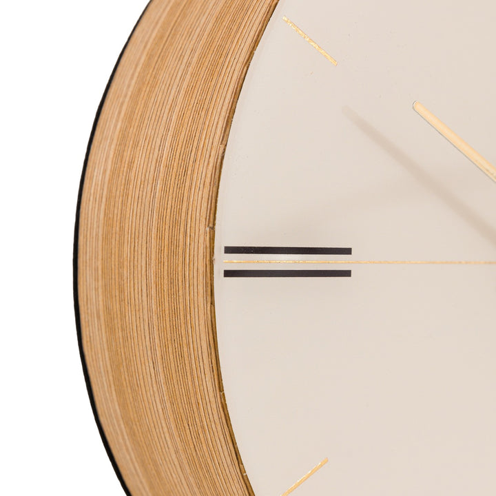 Greenwich Round Mantel Clock - Oak Stripe