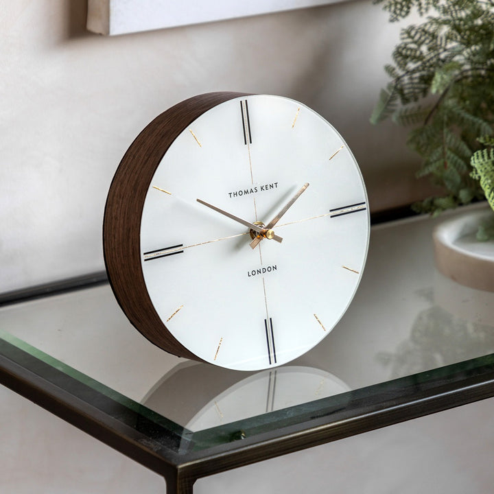 Greenwich Round Mantel Clock - Dark Walnut