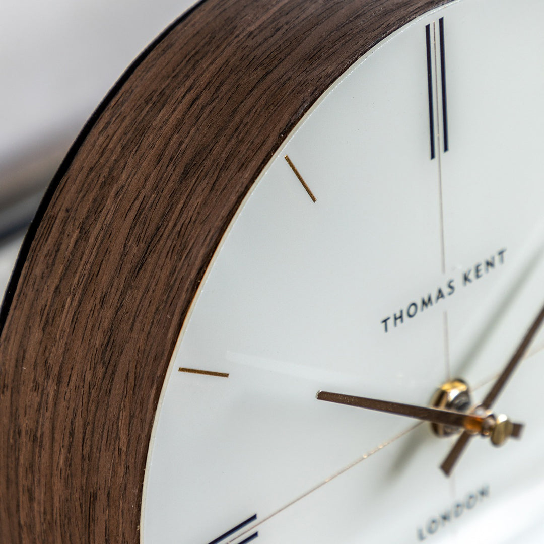 Greenwich Round Mantel Clock - Dark Walnut