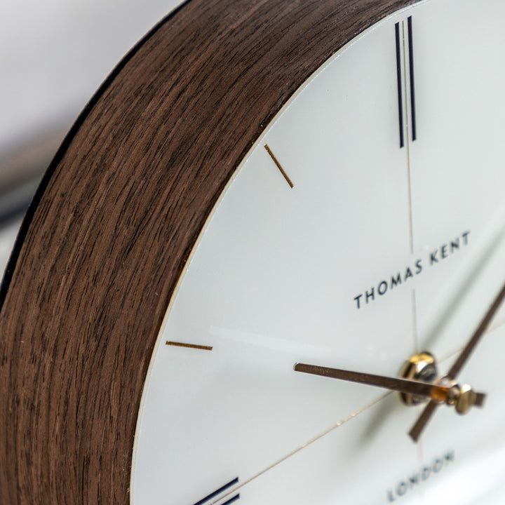 Greenwich Round Mantel Clock - Dark Walnut