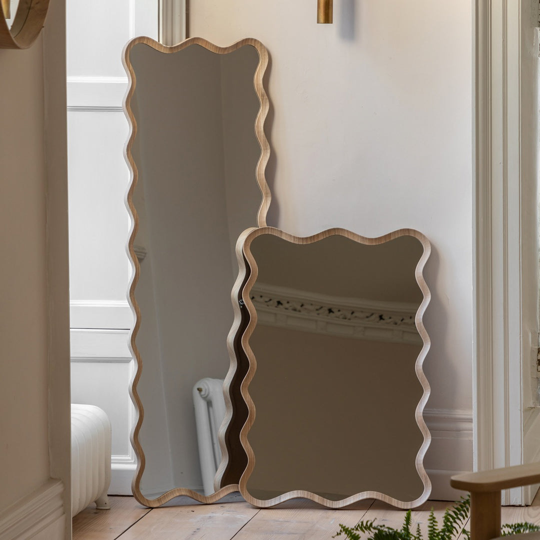 Willow Wavy Edge Leaner Mirror 150x50cm - Oak
