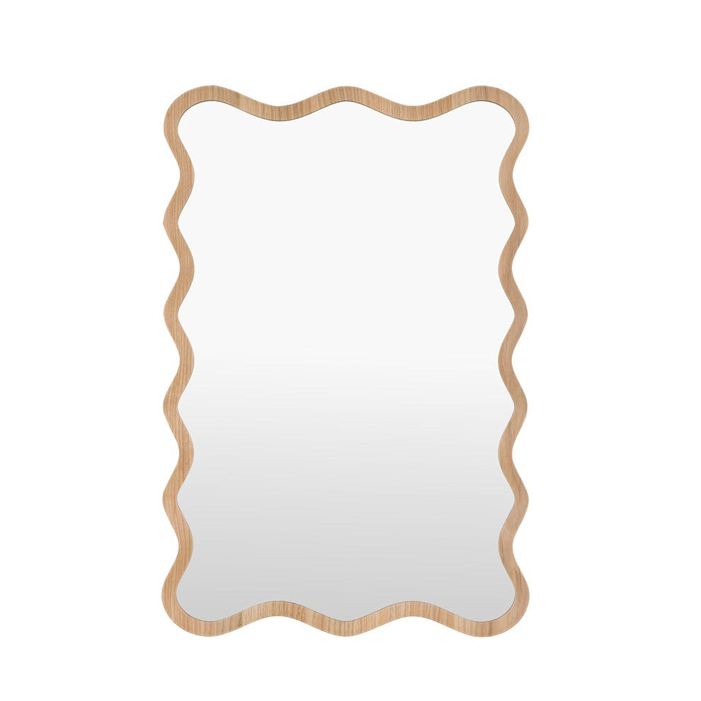Willow Wavy Edge Mirror 90x60cm - Oak