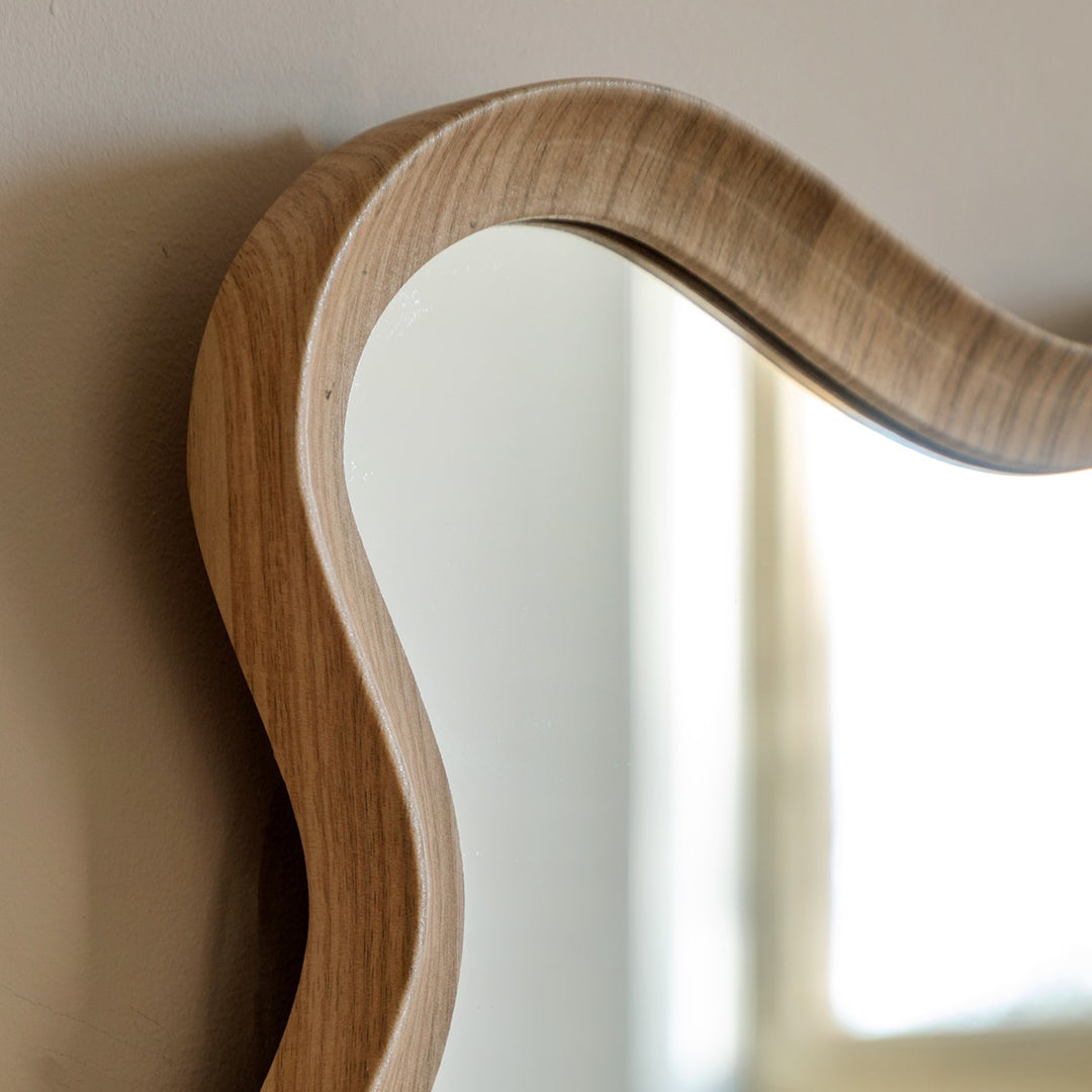 Willow Wavy Edge Mirror 90x60cm - Oak