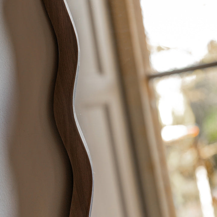Willow Wavy Edge Leaner Mirror 150x50cm - Walnut