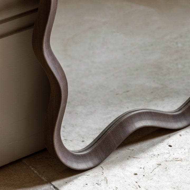 Willow Wavy Edge Leaner Mirror 150x50cm - Walnut