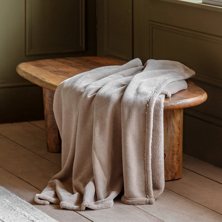Chenille Sherpa Throw - Natural