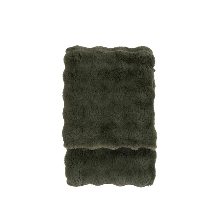 Marshmallow Rabbit Faux Fur Throw - Olive