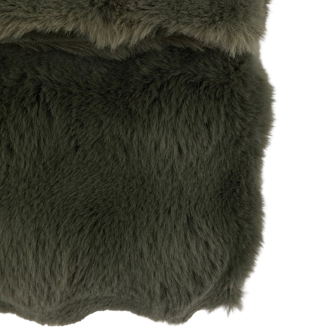 Marshmallow Rabbit Faux Fur Throw - Olive