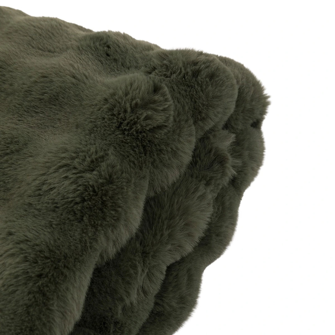 Marshmallow Rabbit Faux Fur Throw - Olive