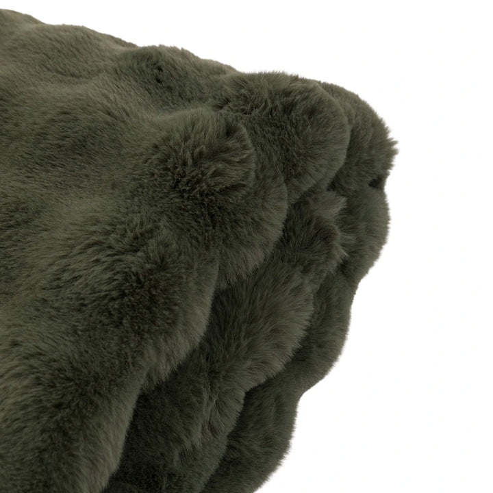 Marshmallow Rabbit Faux Fur Throw - Olive