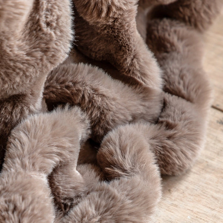 Marshmallow Rabbit Faux Fur Throw - Mocha