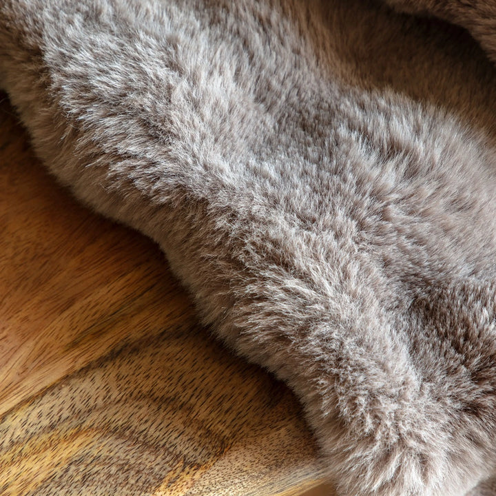 Marshmallow Rabbit Faux Fur Throw - Mocha