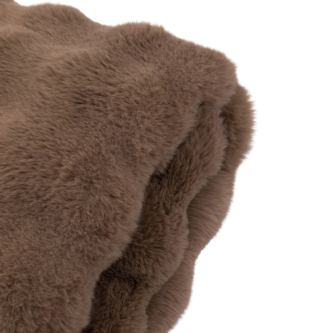 Marshmallow Rabbit Faux Fur Throw - Mocha