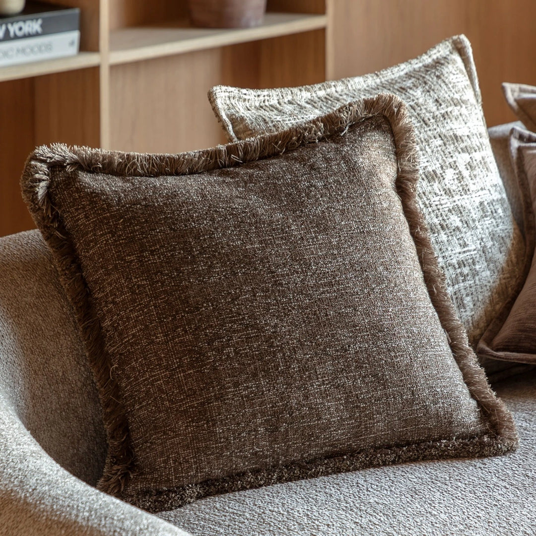 Solenne Fringe Cushion 50x50cm - Mocha