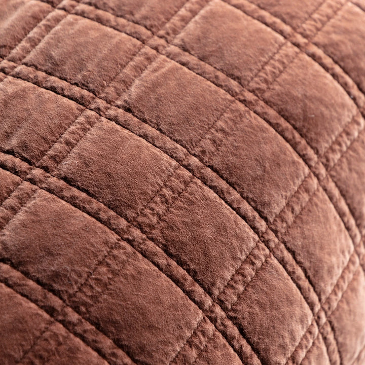 Cotton Velvet Quilted Bedspread - Rust