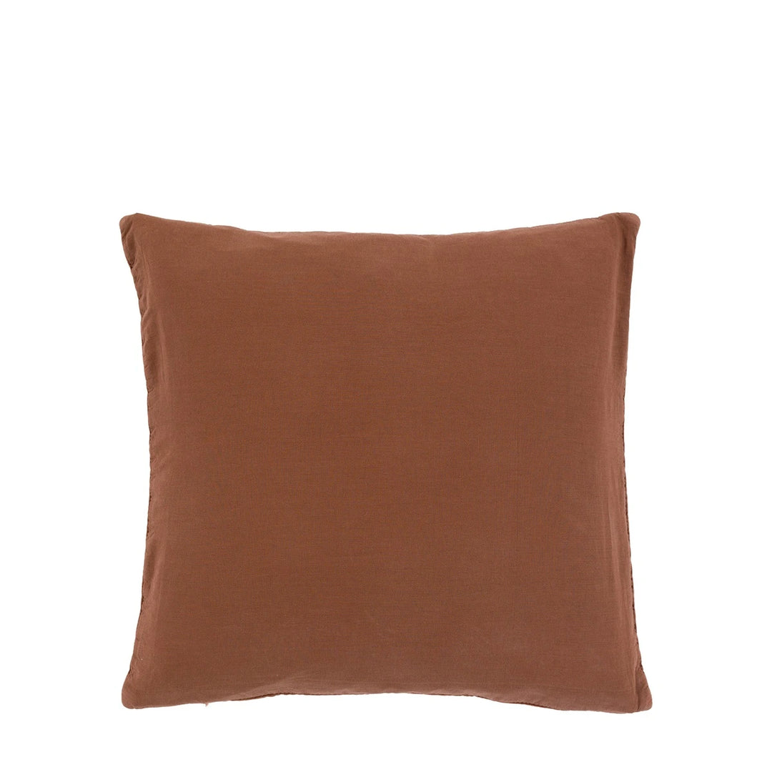 Cotton Velvet Quilted Cushion 50x50cm - Rust