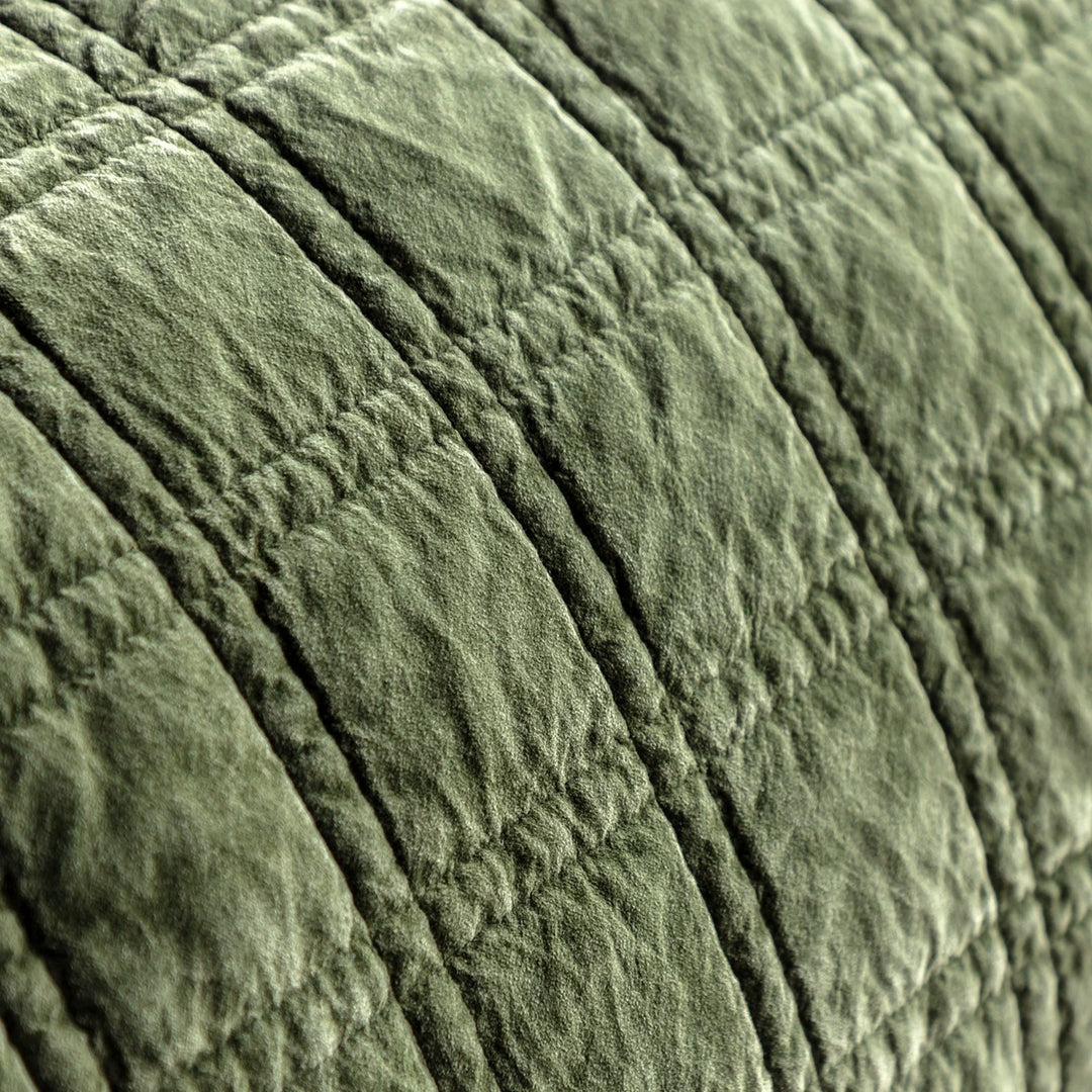 Cotton Velvet Quilted Bedspread - Olive
