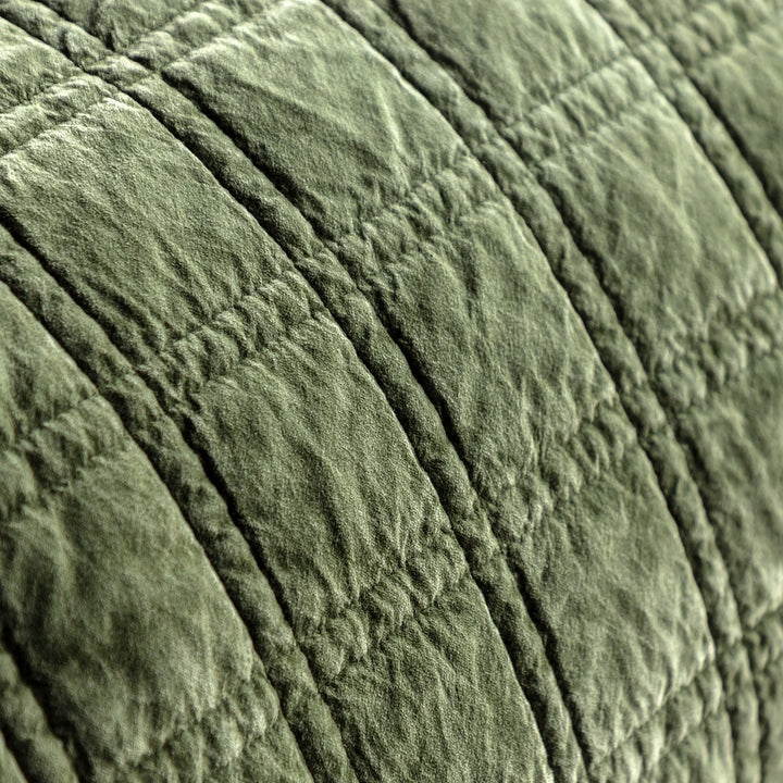 Cotton Velvet Quilted Bedspread - Olive