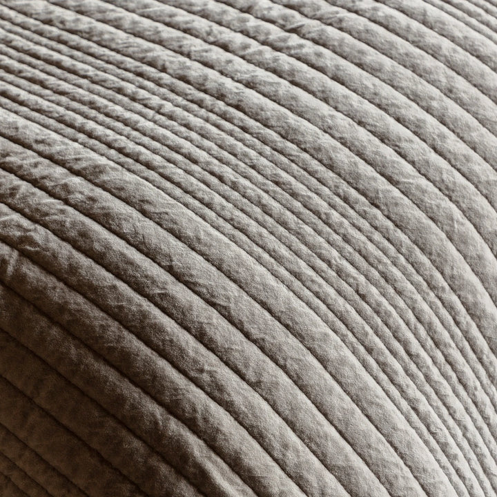 Cotton Velvet Stitched Bedspread - Taupe