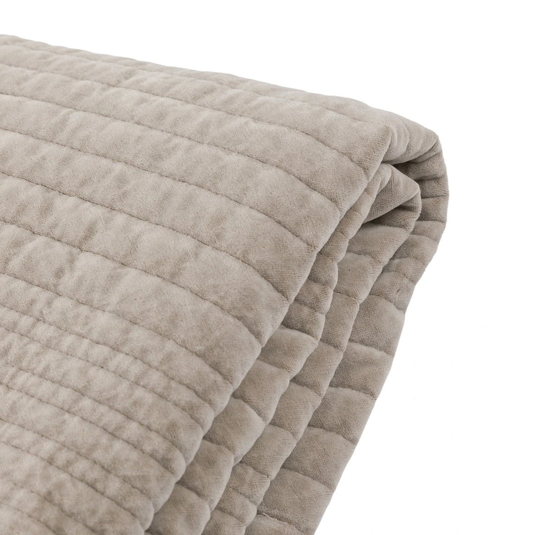 Cotton Velvet Stitched Bedspread - Taupe