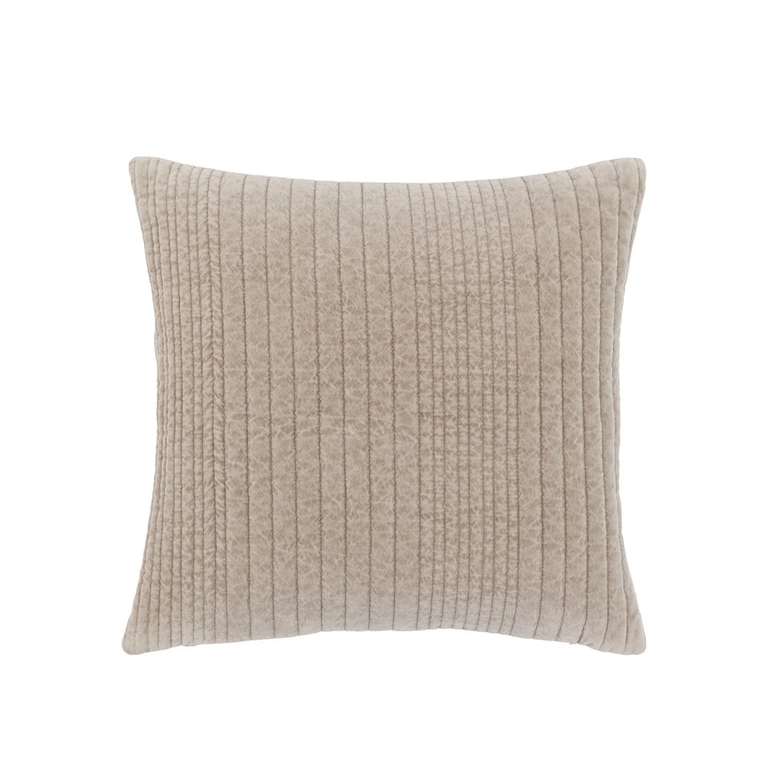 Cotton Velvet Stitched Cushion 50x50cm - Taupe