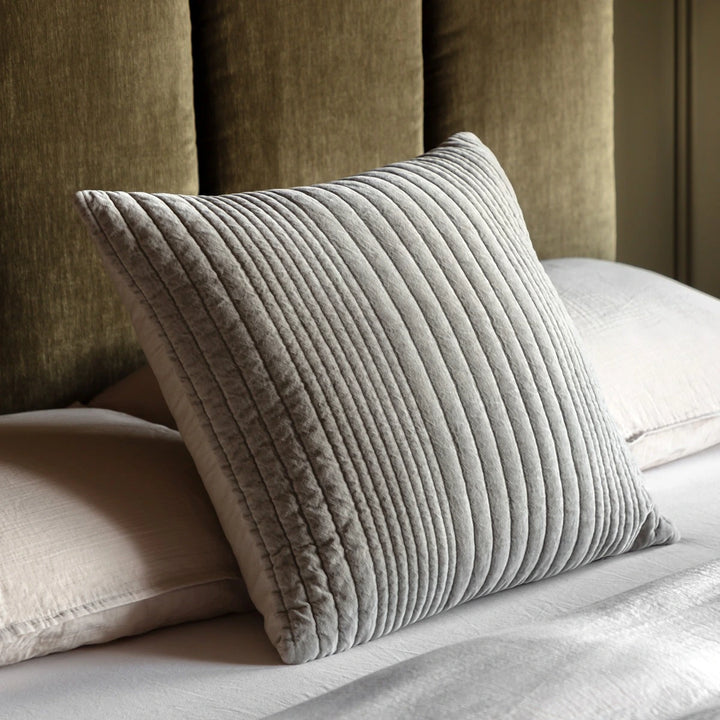 Cotton Velvet Stitched Cushion 50x50cm - Taupe