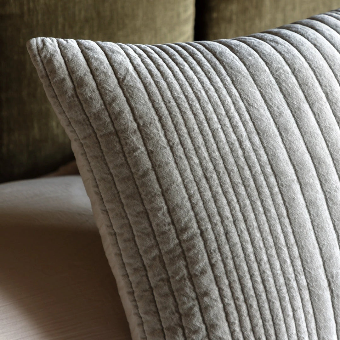 Cotton Velvet Stitched Cushion 50x50cm - Taupe