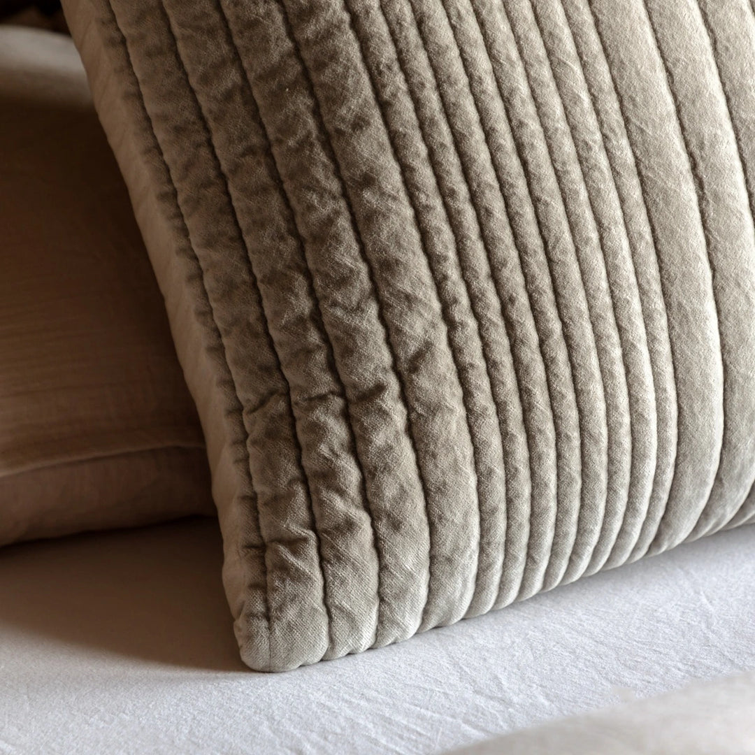 Cotton Velvet Stitched Cushion 50x50cm - Taupe