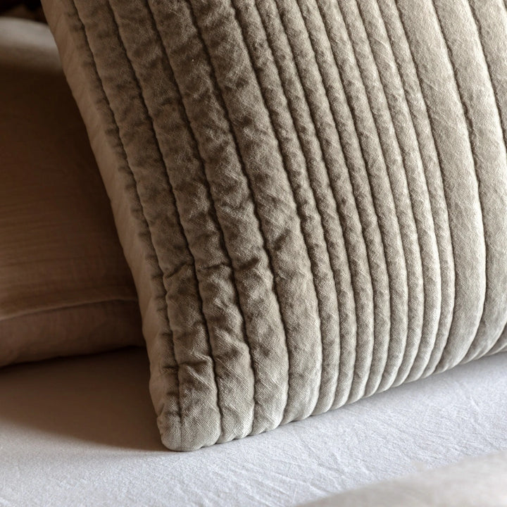 Cotton Velvet Stitched Cushion 50x50cm - Taupe