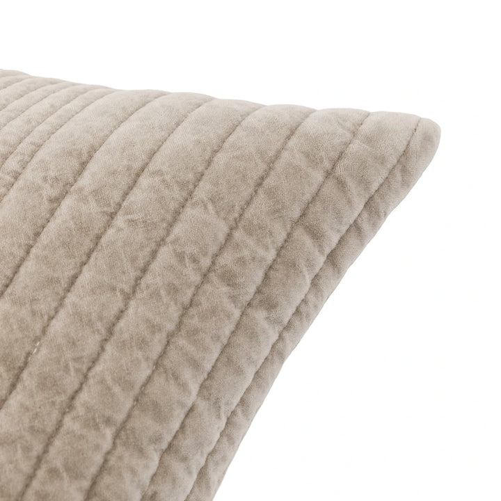 Cotton Velvet Stitched Cushion 50x50cm - Taupe