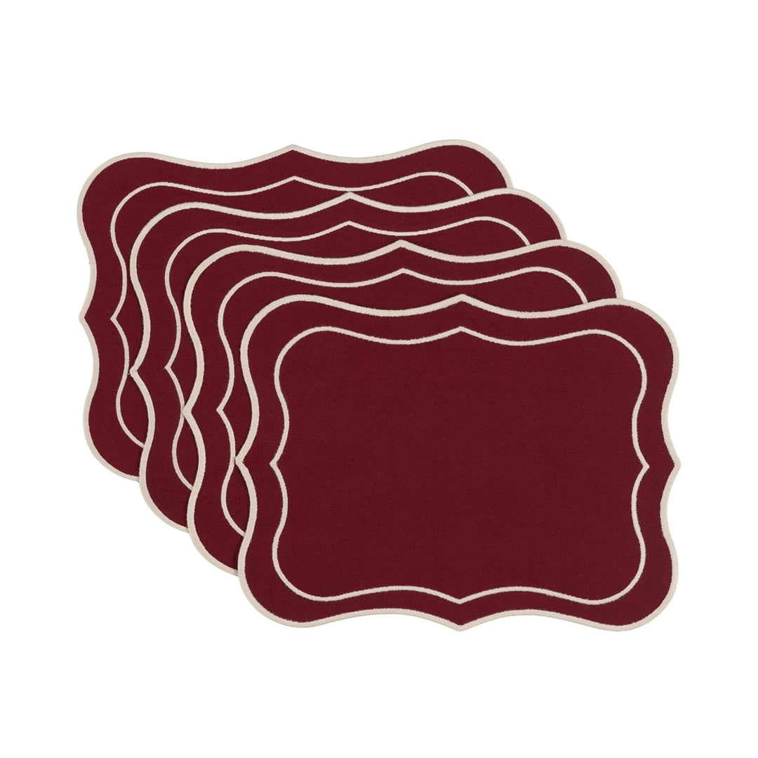 Heritage Set of 4 Scallop Placemats - Merlot
