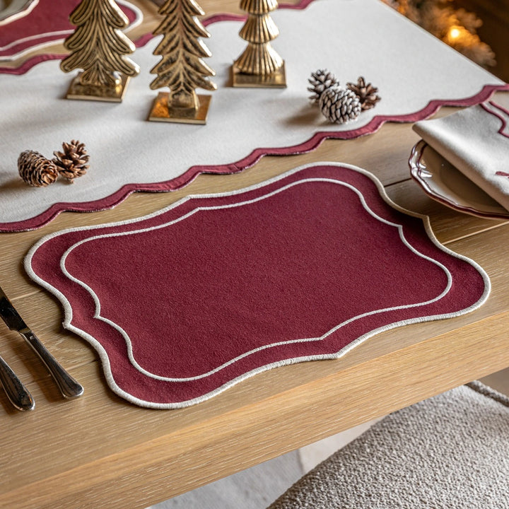 Heritage Set of 4 Scallop Placemats - Merlot